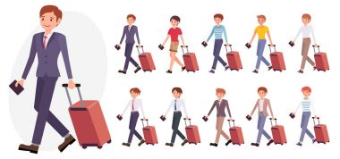 Çizgi film karakteri tasarım erkek office erkek takım elbise iş gezisi w