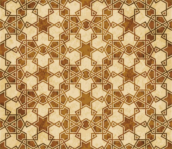 Retro brown Islam seamless geometry pattern background eastern s — Stock Vector