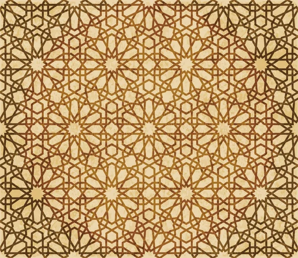 Retro marrón Islam sin costura geometría patrón fondo oriental s — Vector de stock