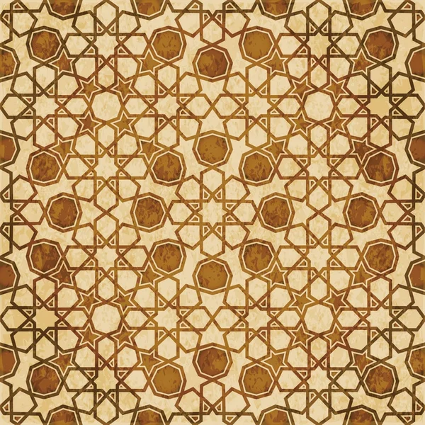 Retro kahverengi Islam sorunsuz geometri desen arka plan Doğu s — Stok Vektör