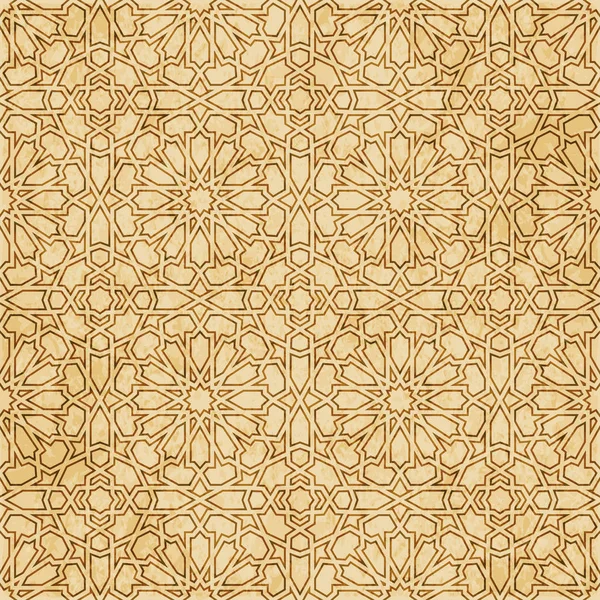 Retro marrón Islam sin costura geometría patrón fondo oriental s — Vector de stock