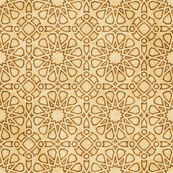 Retro marrón Islam sin costura geometría patrón fondo oriental s — Vector de stock