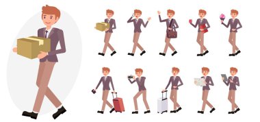 Çizgi film karakteri tasarım erkek koleksiyonu on farklı po