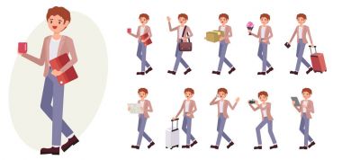 Çizgi film karakteri tasarım erkek koleksiyonu on farklı po