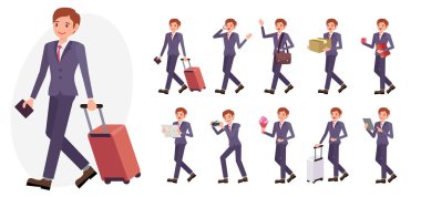 Çizgi film karakteri tasarım erkek koleksiyonu on farklı po