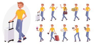 Çizgi film karakteri tasarım erkek koleksiyonu on farklı po