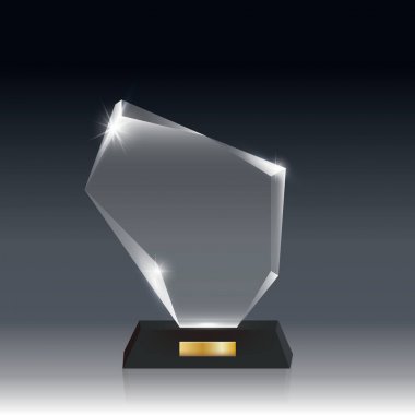 Gerçekçi boş vektör akrilik cam kupa Ödülü koyu gri bg_1