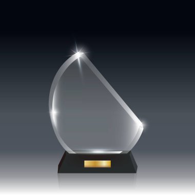 Gerçekçi boş vektör akrilik cam kupa Ödülü koyu gri bg_4