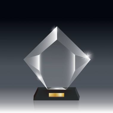 Gerçekçi boş vektör akrilik cam kupa Ödülü koyu gri bg_6