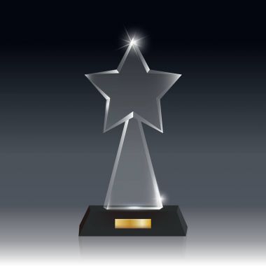 Gerçekçi boş vektör akrilik cam kupa Ödülü koyu gri bg_7