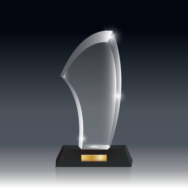 Gerçekçi boş vektör akrilik cam kupa Ödülü koyu gri bg_8