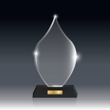 Gerçekçi boş vektör akrilik cam kupa Ödülü koyu gri bg_9