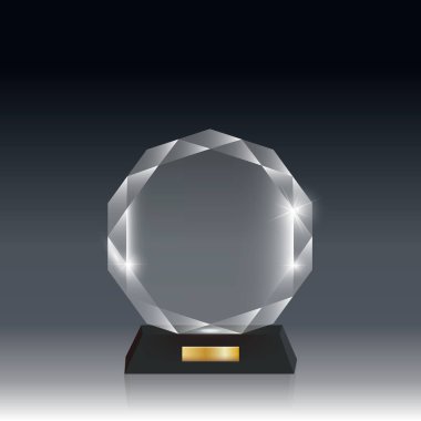 Gerçekçi boş vektör akrilik cam kupa Ödülü koyu gri bg_9