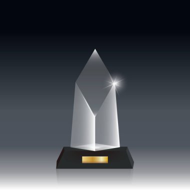 Gerçekçi boş vektör akrilik cam kupa Ödülü koyu gri bg_9