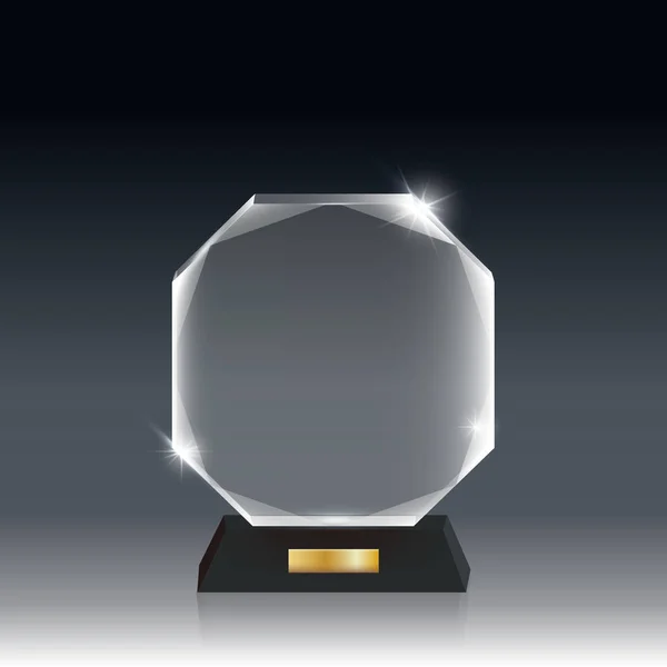 Realistic Blank Vector Acrylic Glass Trophy Award dark gray bg _ 0 — стоковый вектор