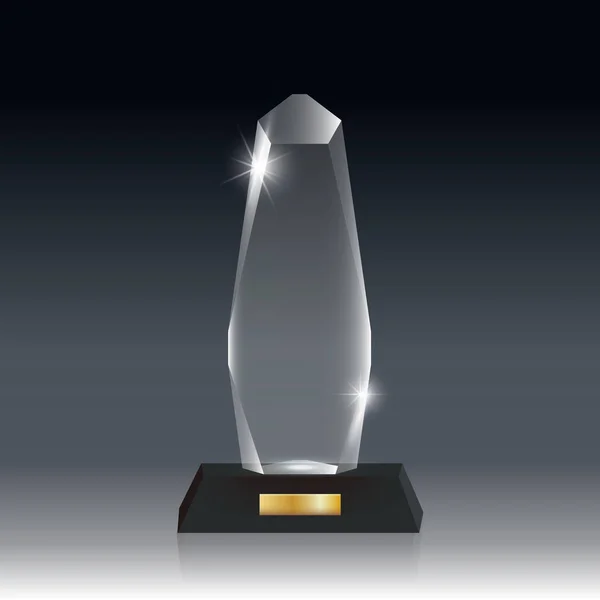 Reális üres vektor Akril üveg trófea díj sötét szürke bg_1 — Stock Vector