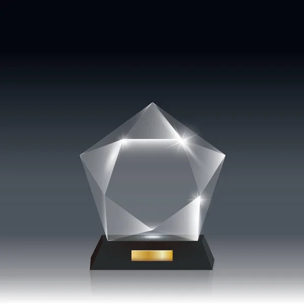 Realistic Blank Vector Acrylic Glass Trophy Award dark gray bg _ 1 — стоковый вектор