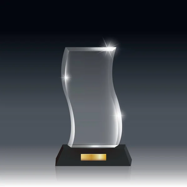 Realistic Blank Vector Acrylic Glass Trophy Award dark gray bg_2 — Stock Vector