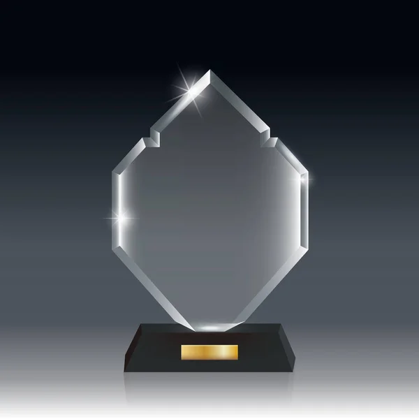 Realistiska tom Vector akryl glas Trophy Award mörk grå bg_3 — Stock vektor