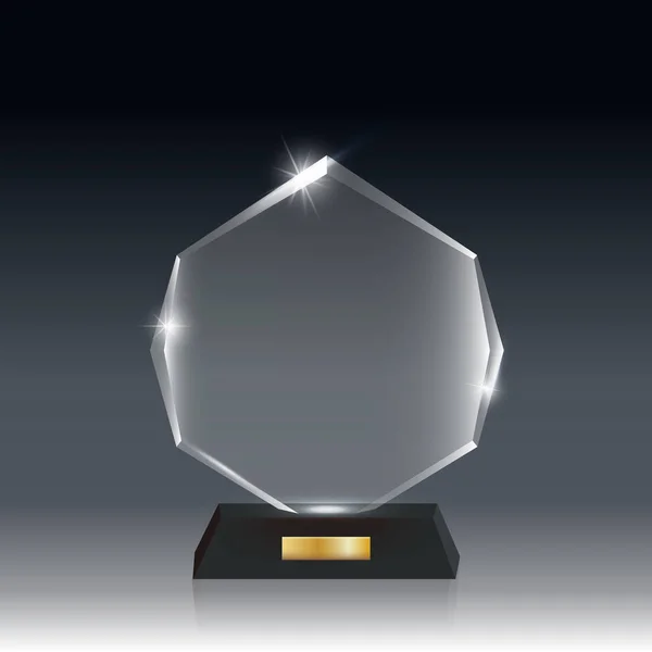 Realistic Blank Vector Acrylic Glass Trophy Award dark gray bg _ 3 — стоковый вектор