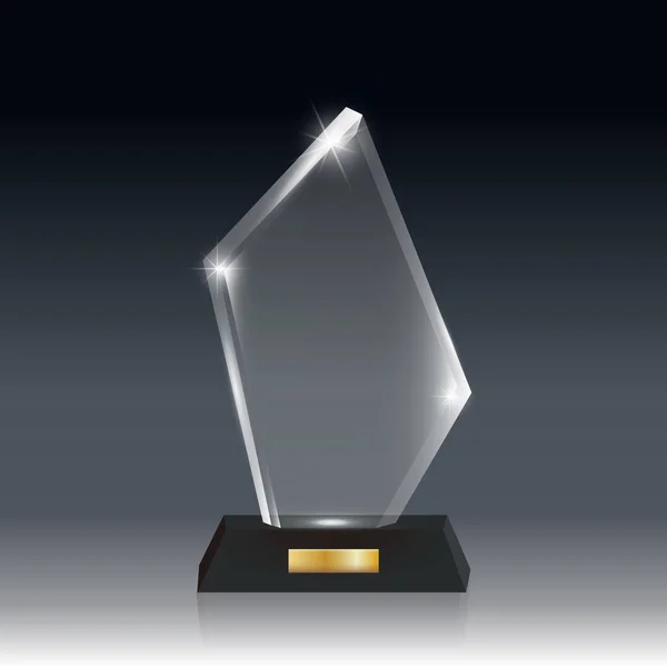 Verre acrylique vectoriel blanc réaliste Trophée Gris foncé bg _ 3 — Image vectorielle