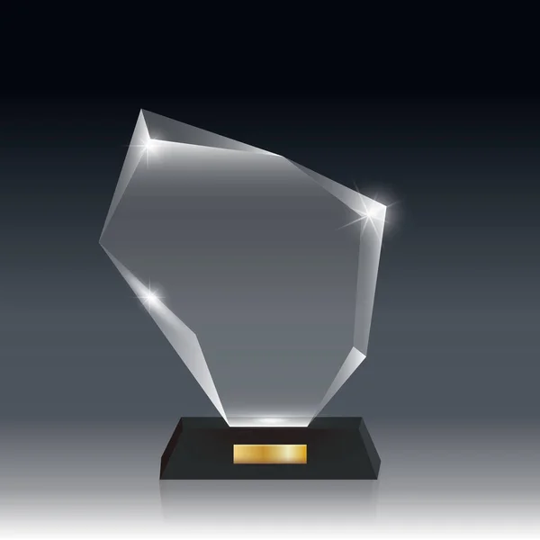 Realistiska tom Vector akryl glas Trophy Award mörk grå bg_3 — Stock vektor