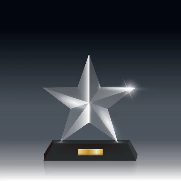 Realistiska tom Vector akryl glas Trophy Award mörk grå bg_4 — Stock vektor