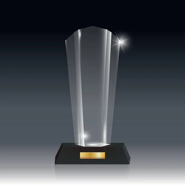 Realistic Blank Vector Acrylic Glass Trophy Award dark gray bg_4 — Stock Vector