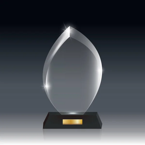 Realistic Blank Vector Acrylic Glass Trophy Award dark gray bg_5 — Stock Vector