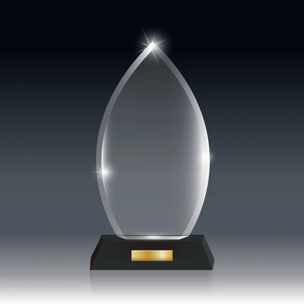 Realistiska tom Vector akryl glas Trophy Award mörk grå bg_6 — Stock vektor