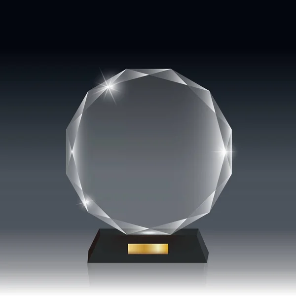 Ρεαλιστική κενό διάνυσμα Ακρυλικό γυαλί τρόπαιο βραβείο σκούρο γκρι bg_8 — Διανυσματικό Αρχείο