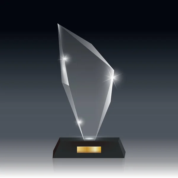 Ρεαλιστική κενό διάνυσμα Ακρυλικό γυαλί τρόπαιο βραβείο σκούρο γκρι bg_8 — Διανυσματικό Αρχείο