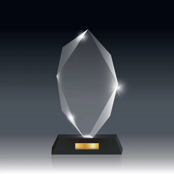 Verre acrylique vectoriel blanc réaliste Trophée Gris foncé bg _ 8 — Image vectorielle