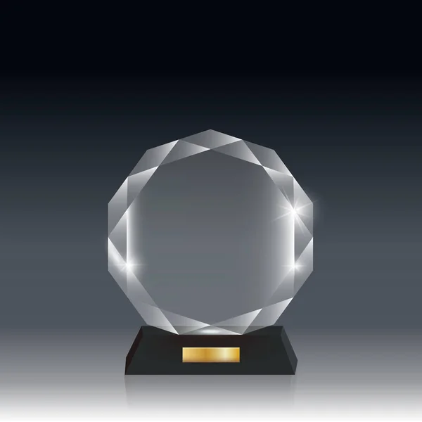 Realistic Blank Vector Acrylic Glass Trophy Award dark gray bg _ 9 — стоковый вектор