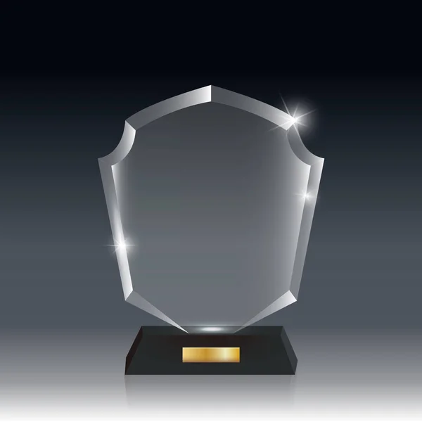 Trophée en verre acrylique vectoriel blanc réaliste transparent — Image vectorielle