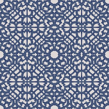 Vektör damasko Dikişsiz desen arka plan mavi sarmal eğri cros