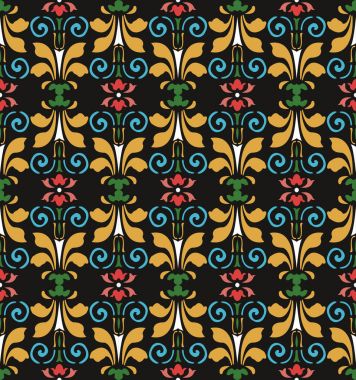 Vektör damasko Dikişsiz desen arka plan renkli eğrisi sarmal 