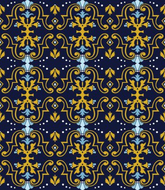 Vektör damasko Dikişsiz desen arka plan sarmal eğri gol çapraz