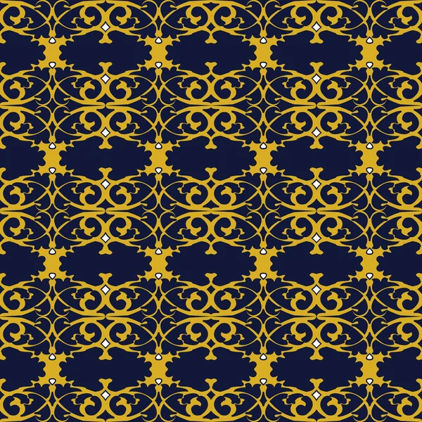Vektor Damast nahtlose Muster Hintergrund goldene Spirale Kurve cr — Stockvektor