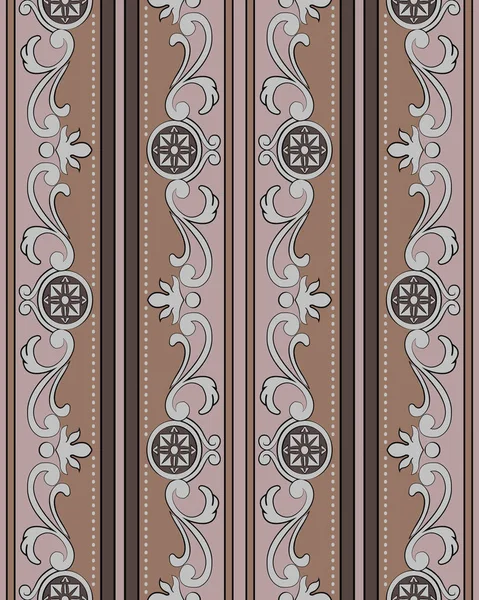 Vecteur damassé sans couture motif fond brun spirale courbe fra — Image vectorielle
