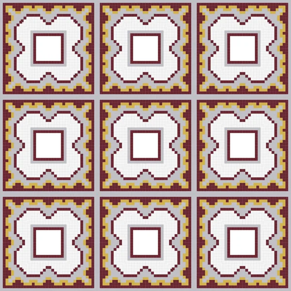 Vektor damask seamless pola latar belakang geometri piksel mosaik - Stok Vektor