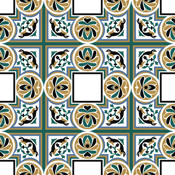 Vecteur damassé sans couture motif fond rond carré spirale cu — Image vectorielle