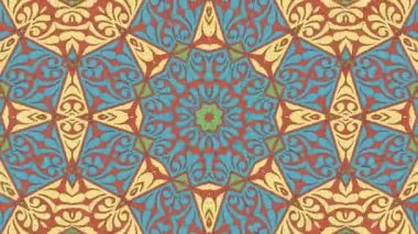 Kaleydoskop sorunsuz döngü sıra mandala desenler çok renkli hareketli grafik arka plan soyut. Yoga için ideal, kulüpleri, gösterir