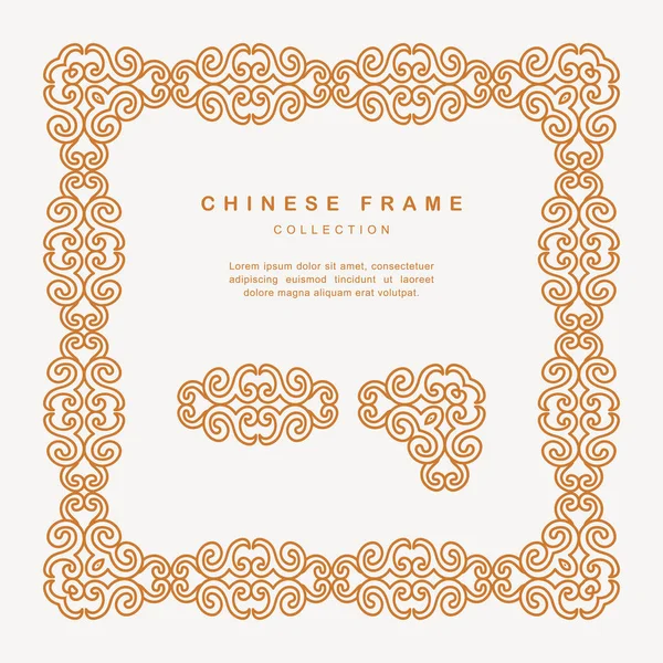 Tradicional chino de oro marco Tracery diseño decoración Eleme — Vector de stock