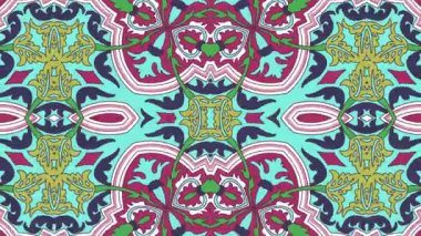 Kaleydoskop sorunsuz döngü sıra mandala desenler çok renkli hareketli grafik arka plan soyut. Yoga için ideal, kulüpleri, gösterir