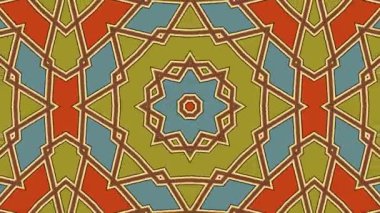 Kaleydoskop sorunsuz döngü sıra mandala desenler çok renkli hareketli grafik arka plan soyut. Yoga için ideal, kulüpleri, gösterir