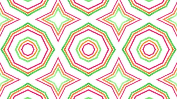 Caleidoscópio Sem Costura Ciclo Sequência Mandala Padrões Abstrato Multicolorido Movimento — Vídeo de Stock