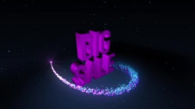 Sihirli shinning parçacık daire iz ve 3d başlık metni büyük satış