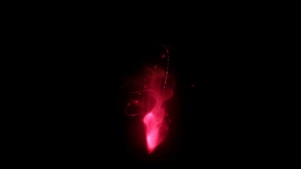 梦幻般的红色魔术烟雾在黑暗中闪耀闪耀的粒子和螺旋曲线线的作用 — 图库视频影像
