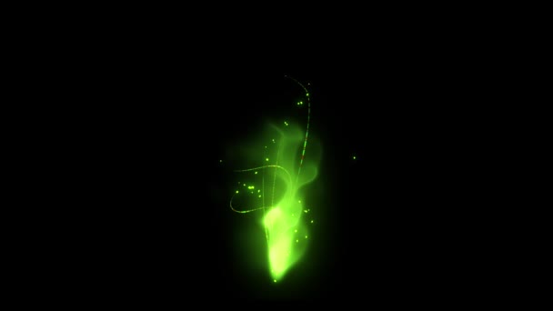 Fantasy Green Magic Smoke Fire Effects Dark Sparkling Shinning Particle — Stock Video